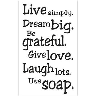 Stampo a timbro "Live simply..."40x65mm, bus.blis. 1pz