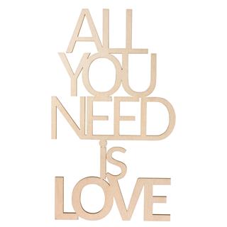 Scritta legno"All you need..love"FSC100%, naturale, 12,4x21,8x0,4cm, bus.blis. 1