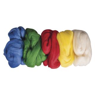 Pura lana vergine pelo corto pettinato,5 colori a 25g, busta 125gcolori base