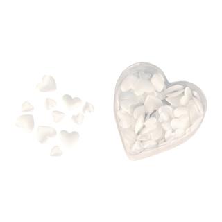 Miniature-stoffa-raso: cuore, ovattato2 misure, 13+20 mm, cuore-PVC-box 100 pzbianco