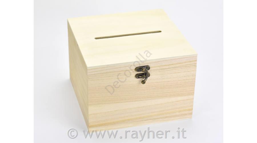 Salvadanaio/scatola in legno 20x20x14cm