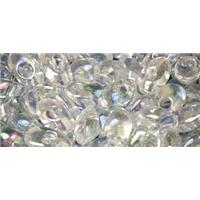 Perline Magatama, trasparenti, iridescenti, 4x7mm