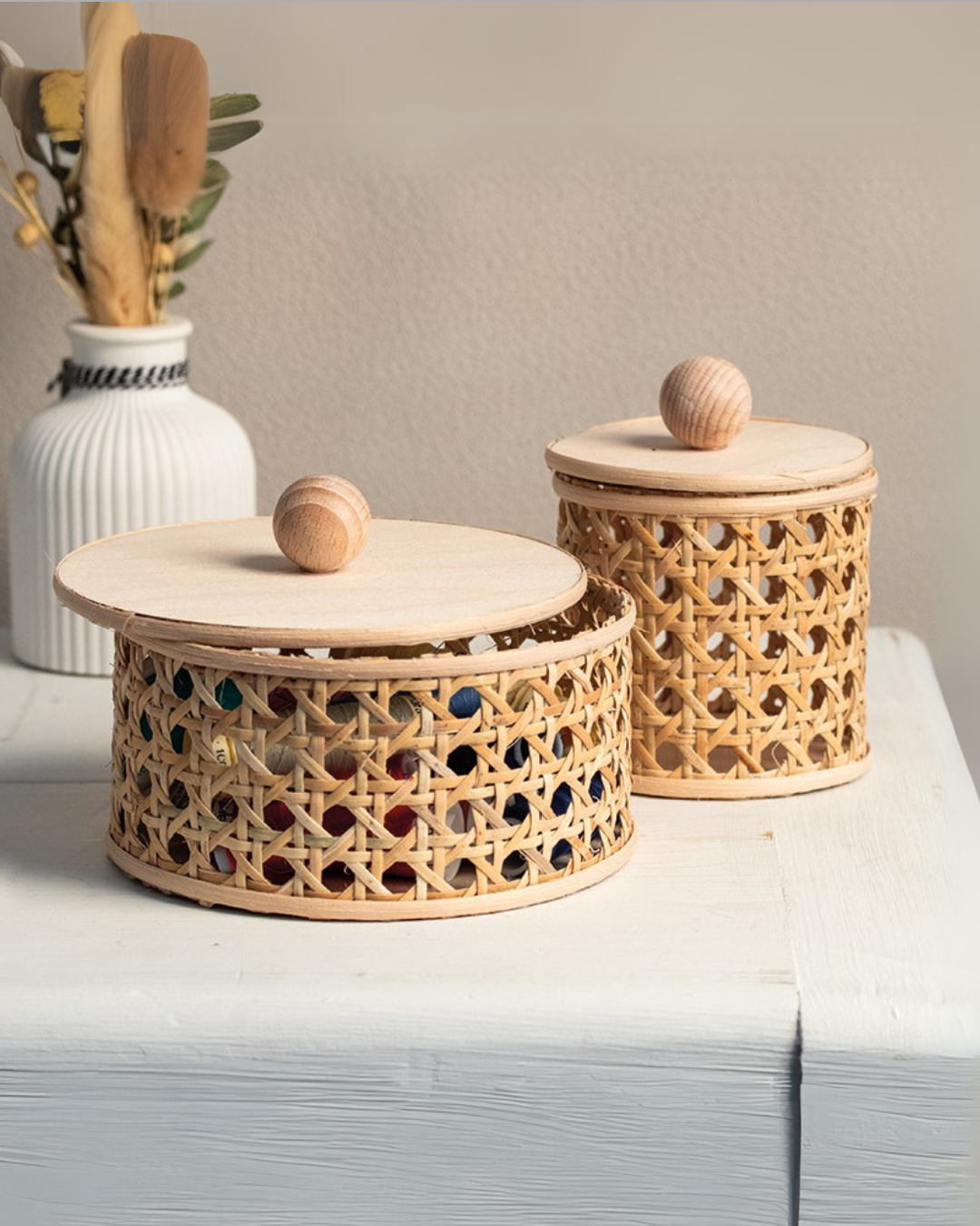 SCATOLA PORTAOGGETTI IN RATTAN